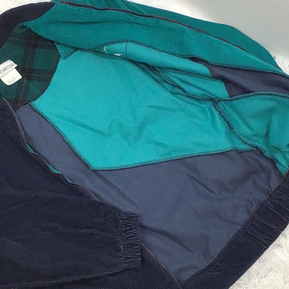 Vintage retro corduroy blue/green bomber jacket - Picture 10 of 11